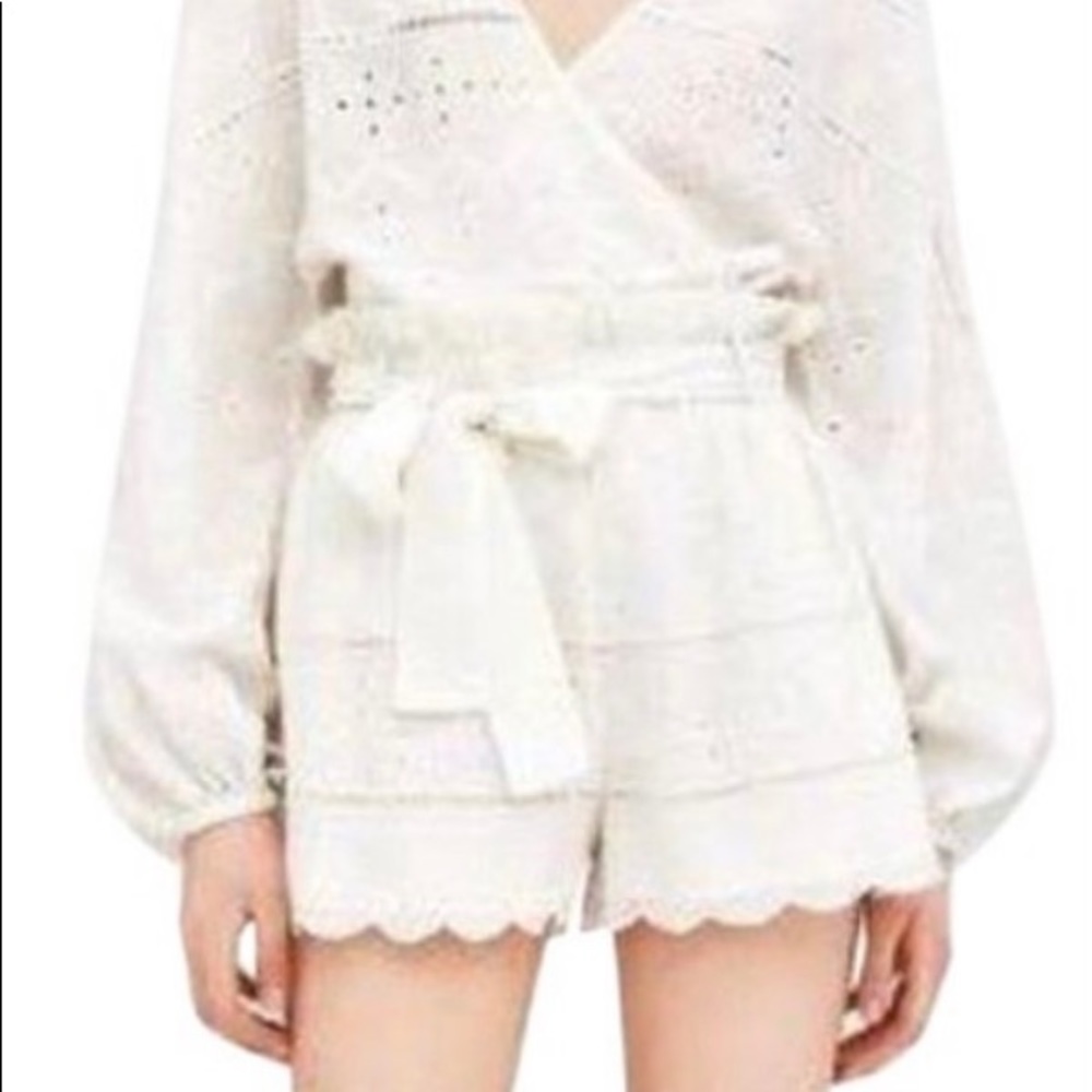 Zara White Eyelet Cotton shorts